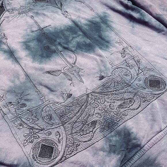 SUBSCRIPT 100% Cotton Y2K Reversible Hoodie Sword Embroidered Size Men's M - Picture 2 of 8